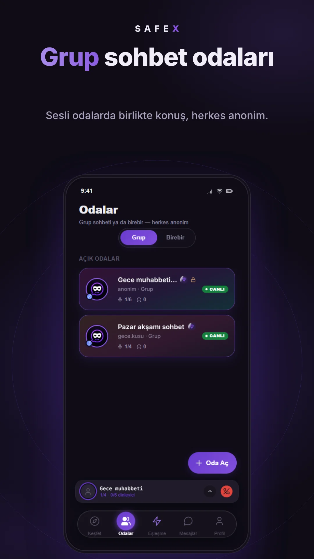 SafeX Grup odaları tanıtım afişi