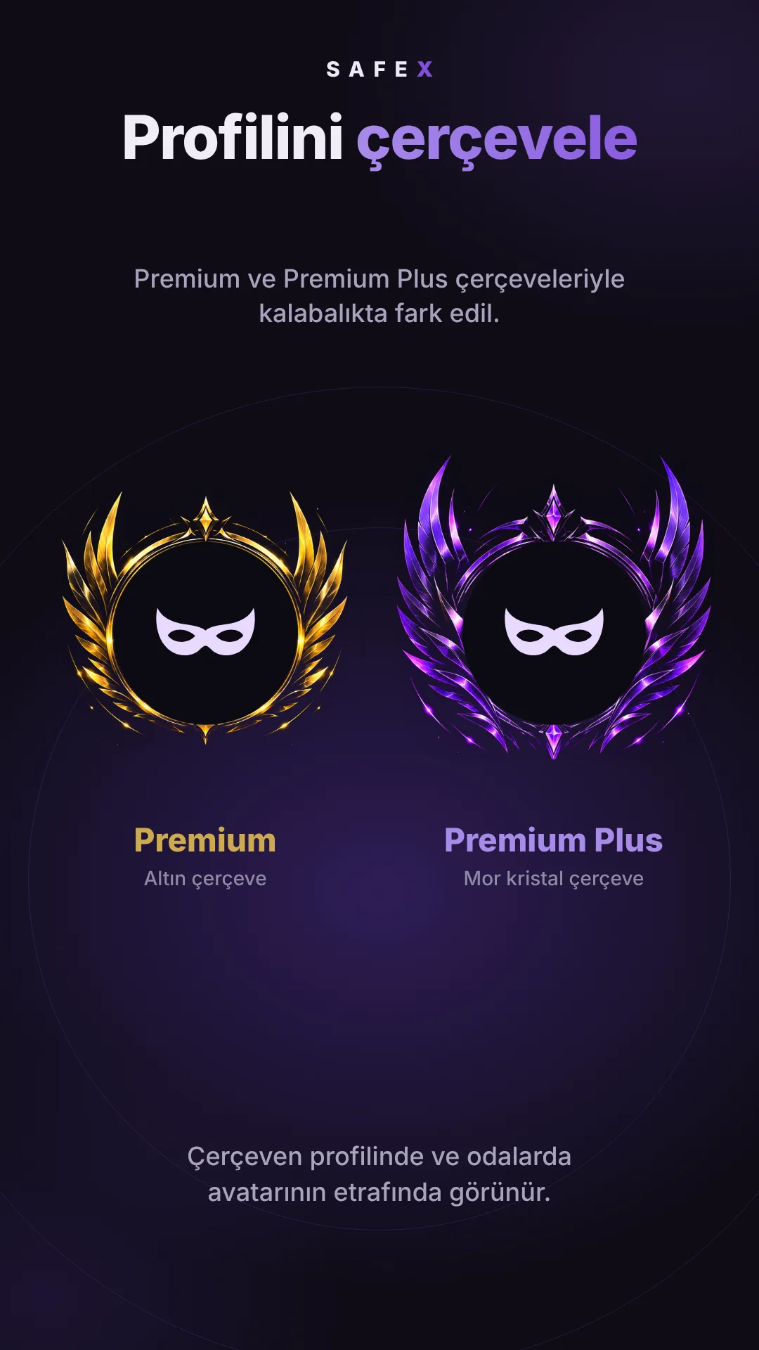 SafeX Premium çerçeveler tanıtım afişi